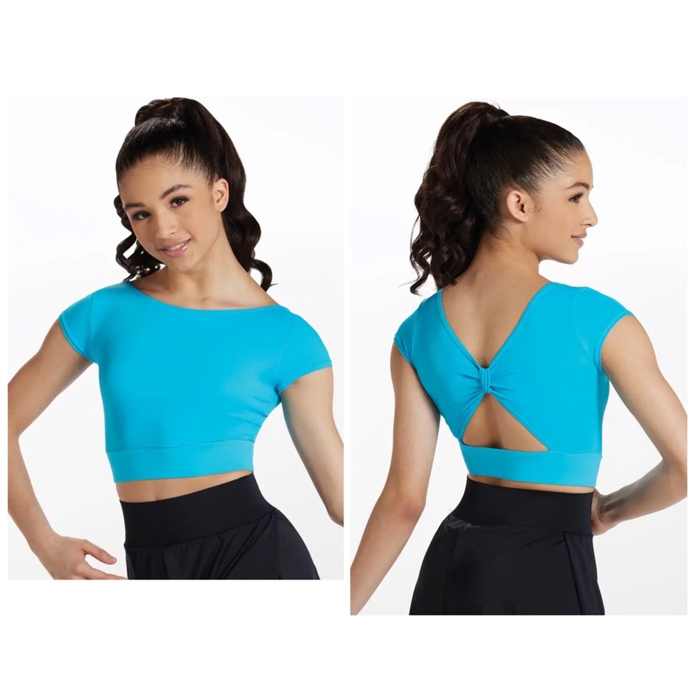 Balera Blue Knotted Bow Back Crop Top Dance Separates SA LA
